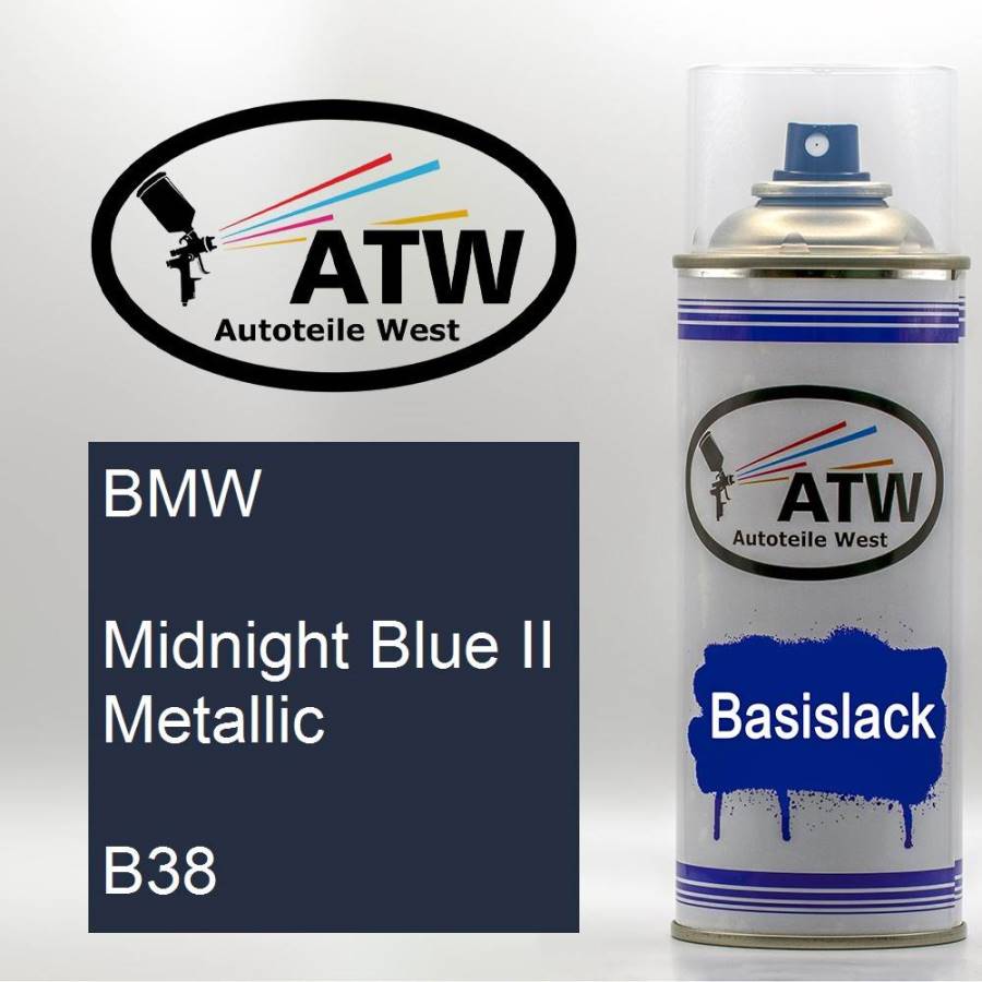 BMW, Midnight Blue II Metallic, B38: 400ml Sprühdose, von ATW Autoteile West.